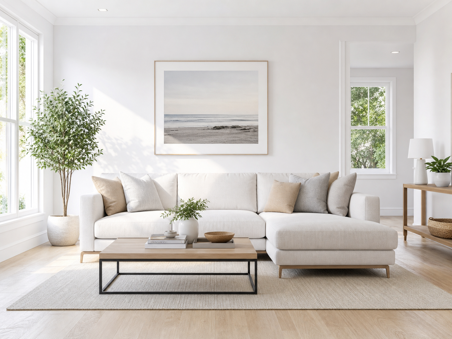 Clean residential living room